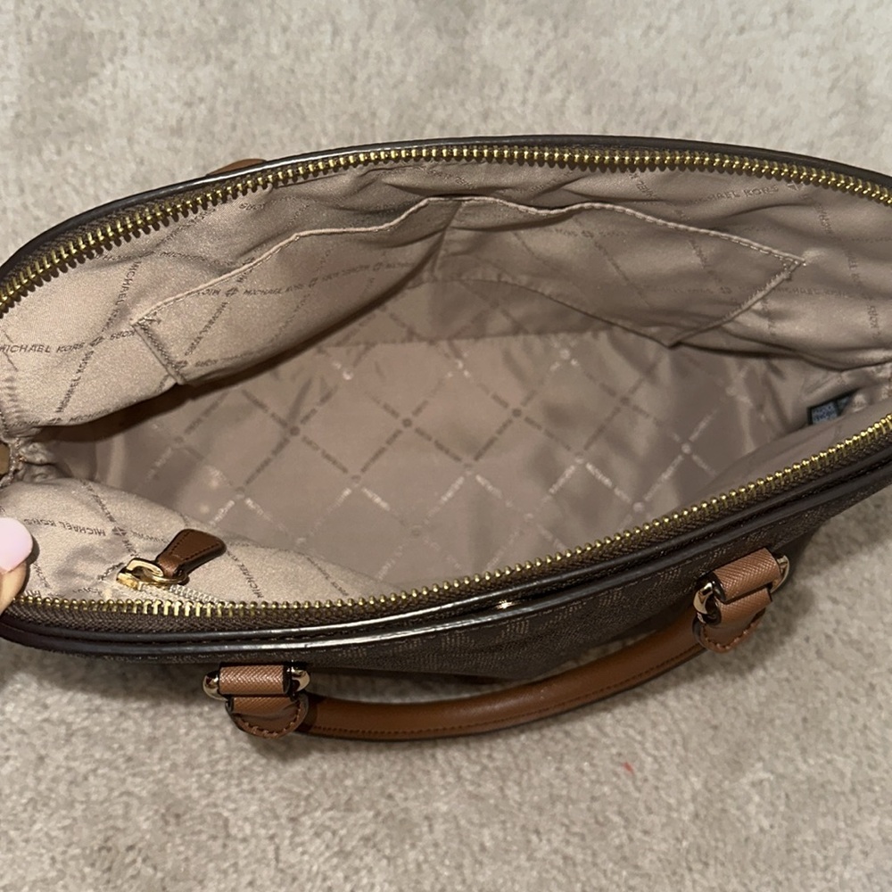 Michael KORS Signature Logo Brown Handbag Tote - Picture 6 of 9
